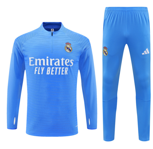 2526 Real Madrid Light Blue Player Version Tracksuit kit training quarter zipper