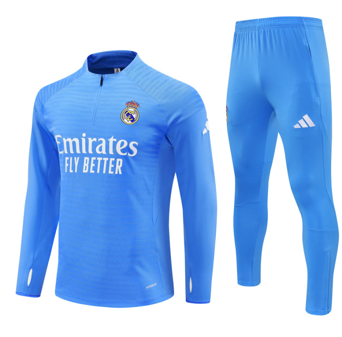 2526 Real Madrid Light Blue Player Version Tracksuit kit training quarter zipper