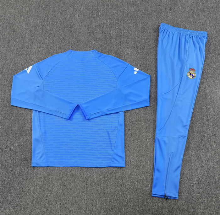 2526 Real Madrid Light Blue Player Version Tracksuit kit training quarter zipper