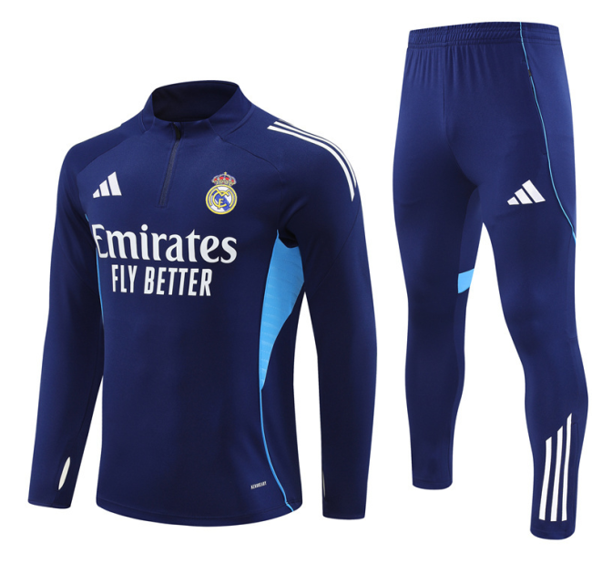 2526 Real Madrid Royal Blue Tracksuit kit training quarter zipper