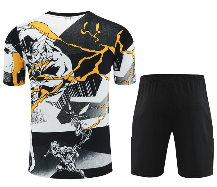2526 Short-sleeved Real Madrid yellow and white T-shirt [Marvel Collaboration] mens and kids