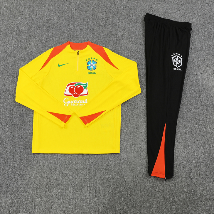 2526 Brasil Yellow Brazil Brasile Tracksuit Zip Training Kit chandal survetement