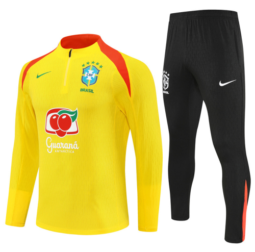 2526 Brasil Yellow Brazil Brasile Tracksuit Zip Training Kit chandal survetement
