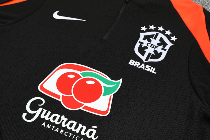 2526 Brasil Black Brazil Brasile Tracksuit Zip Training Kit chandal survetement