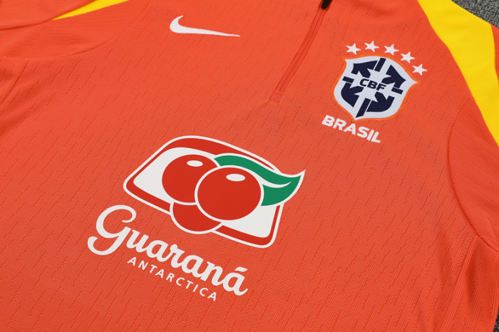 2526 Brasil orange color Brazil Brasile Tracksuit Zip Training Kit chandal survetement