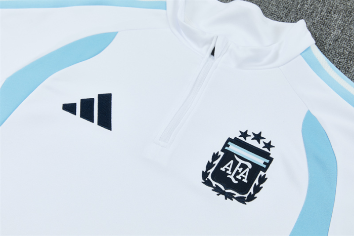 2526 White Argentina football Argentine tracksuit  Quater Zip Training Kit