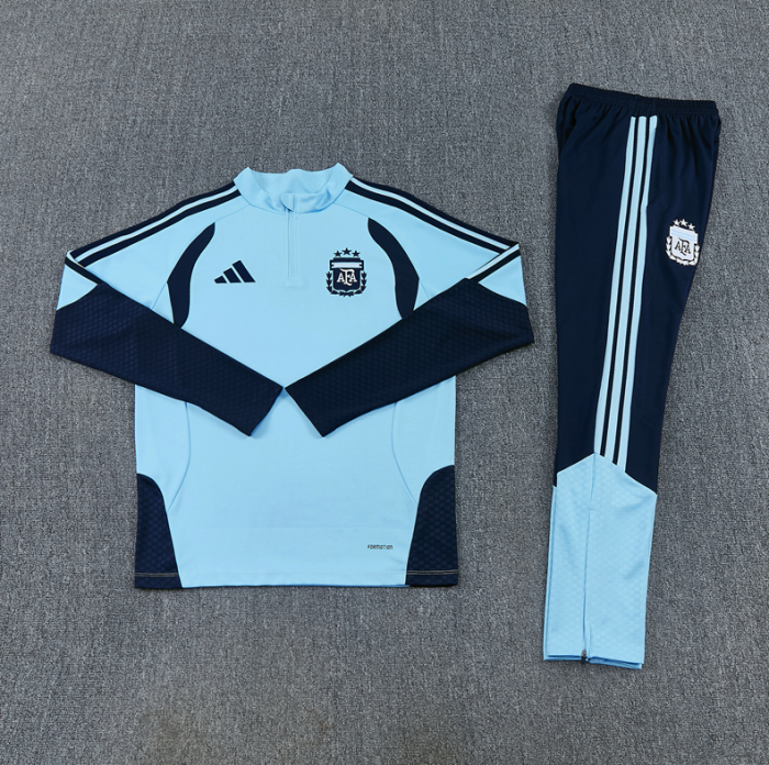 2526 blue Argentina football Argentine tracksuit  Quater Zip Training Kit