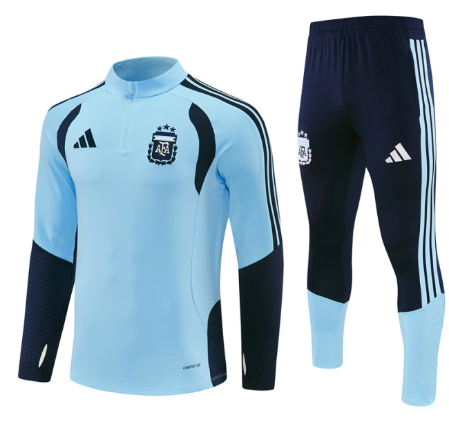 2526 blue Argentina football Argentine tracksuit  Quater Zip Training Kit