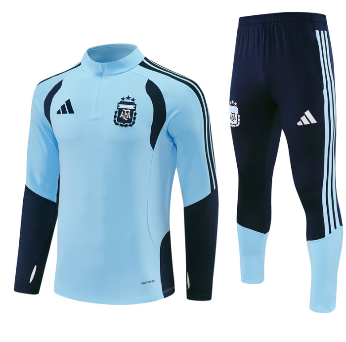 2526 blue Argentina football Argentine tracksuit  Quater Zip Training Kit