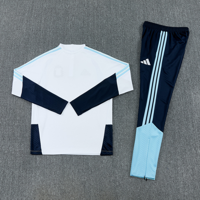 2526 White Argentina football Argentine tracksuit  Quater Zip Training Kit