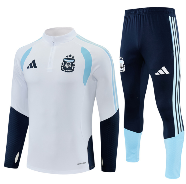 2526 White Argentina football Argentine tracksuit  Quater Zip Training Kit
