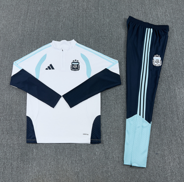 2526 White Argentina football Argentine tracksuit  Quater Zip Training Kit