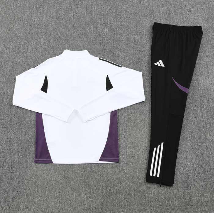2526 Manchester United White football tracksuit Quater Zip Training Kit