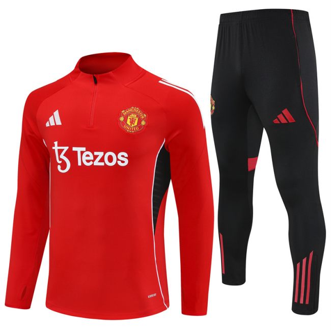 2526 Manchester United red football tracksuit Quater Zip Training Kit ManchesterUnited