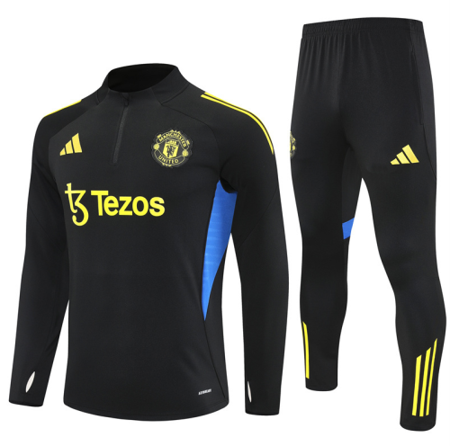 2526 Manchester United black football tracksuit Quater Zip Training Kit ManchesterUnited