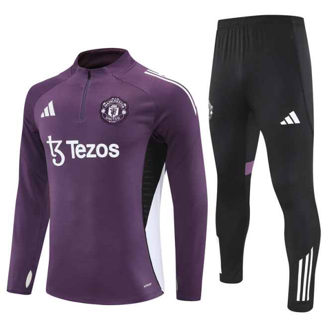 2526 Manchester United Purple football tracksuit Quater Zip Training Kit ManchesterUnited