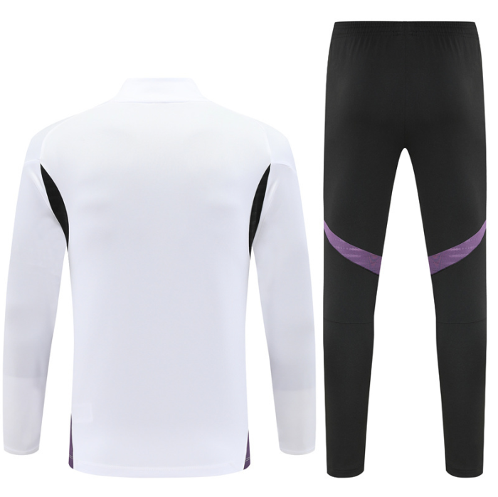 2526 Manchester United White football tracksuit Quater Zip Training Kit