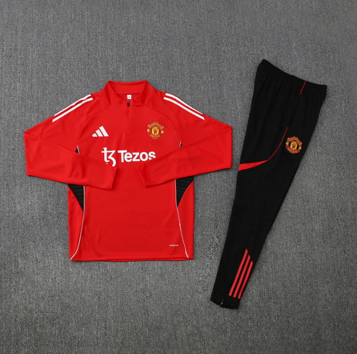 2526 Manchester United red football tracksuit Quater Zip Training Kit ManchesterUnited