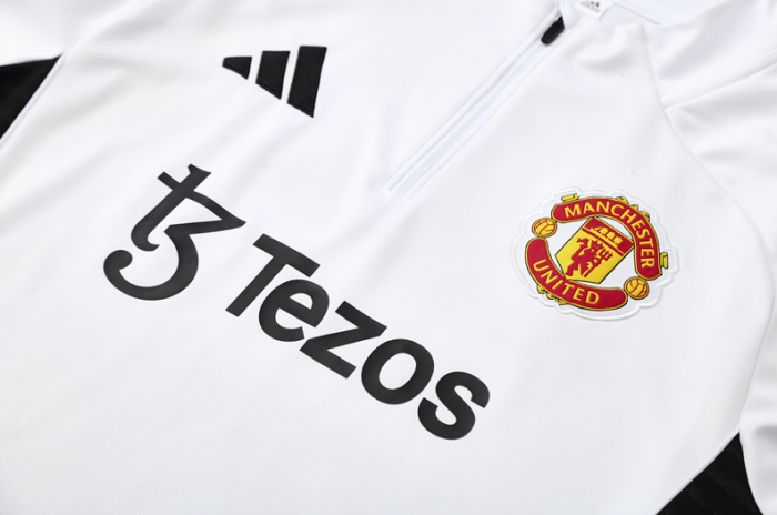 2526 Manchester United White football tracksuit Quater Zip Training Kit ManchesterUnited