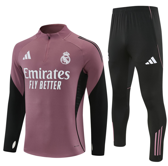 2526 Real Madrid Brown RealMadrid football tracksuit Quater Zip Training Kit