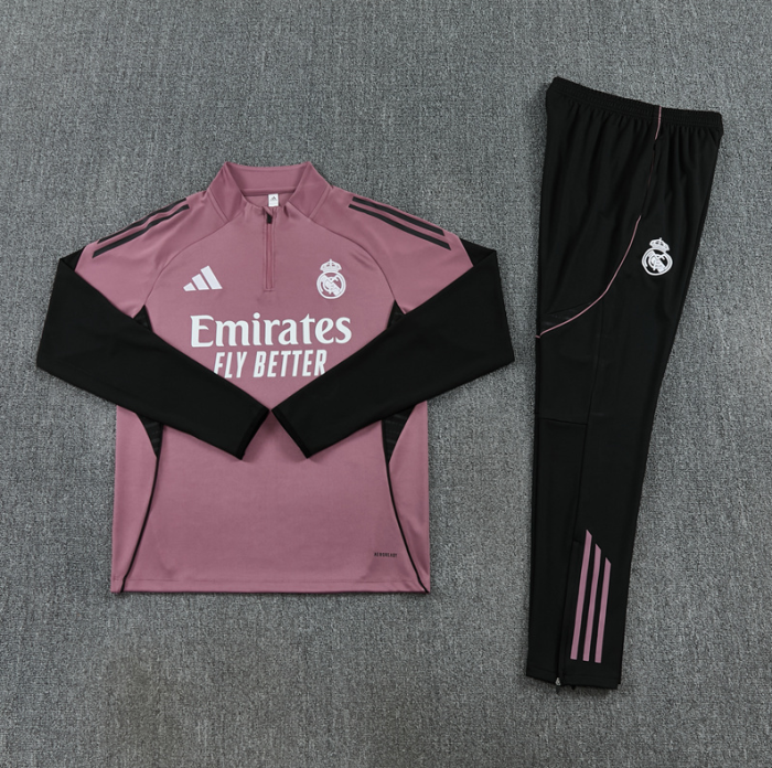 2526 Real Madrid Brown RealMadrid football tracksuit Quater Zip Training Kit
