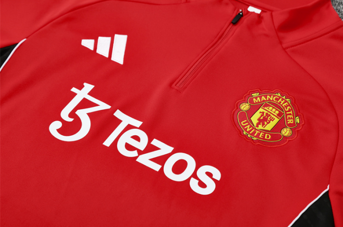 2526 Manchester United red football tracksuit Quater Zip Training Kit ManchesterUnited