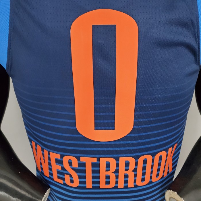 Russell Westbrook Oklahoma City Thunder Swingman Jersey Blue Stripes