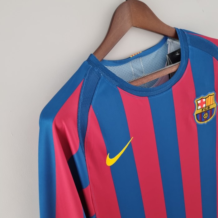 Barcelona Home Long Sleeve Retro Jersey UCL Final 2006