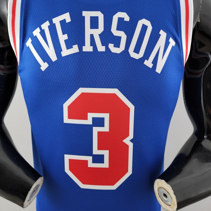 Allen Iverson Philadelphia 76ers Swingman Crew Neck Blue Jersey