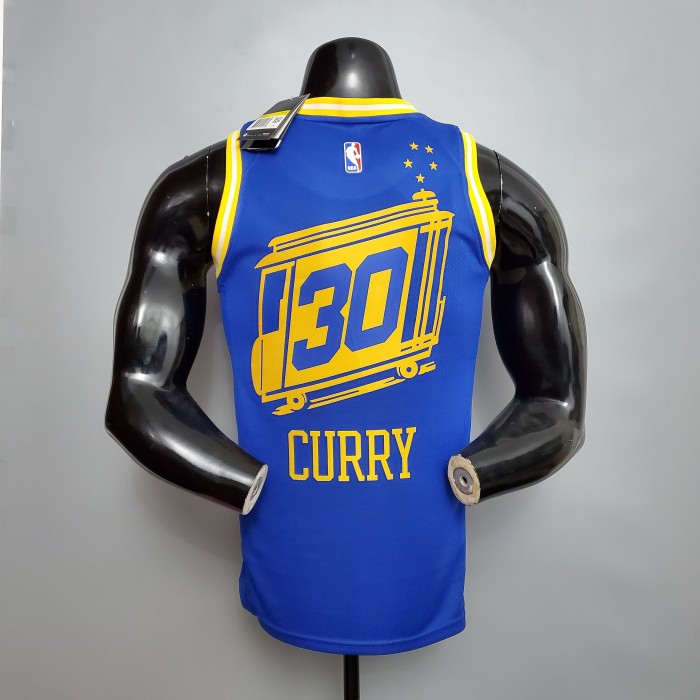 Stephen Curry Golden State Warriors Tram Version Swingman Jersey Retro Blue