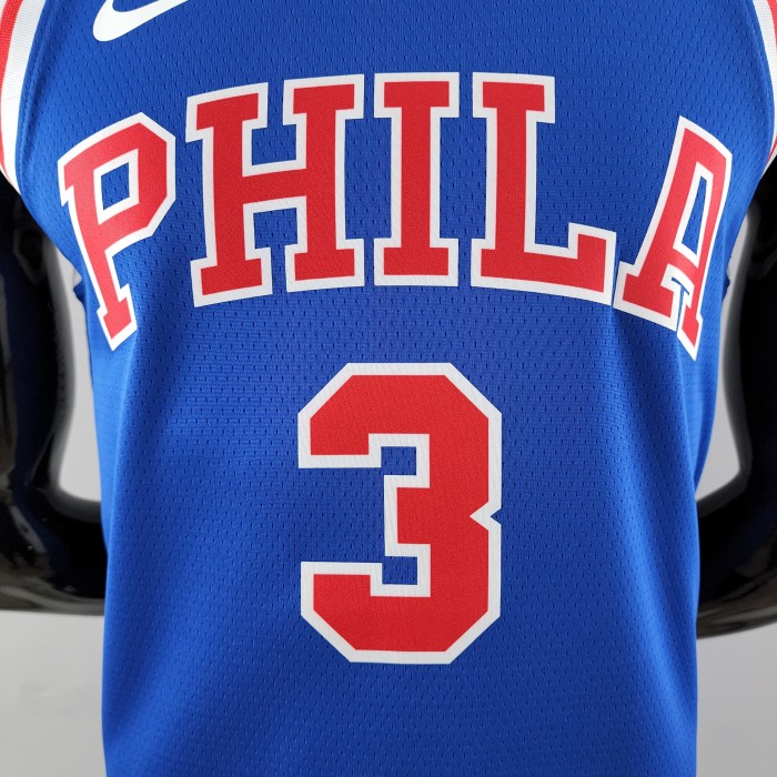 Allen Iverson Philadelphia 76ers Swingman Crew Neck Blue Jersey