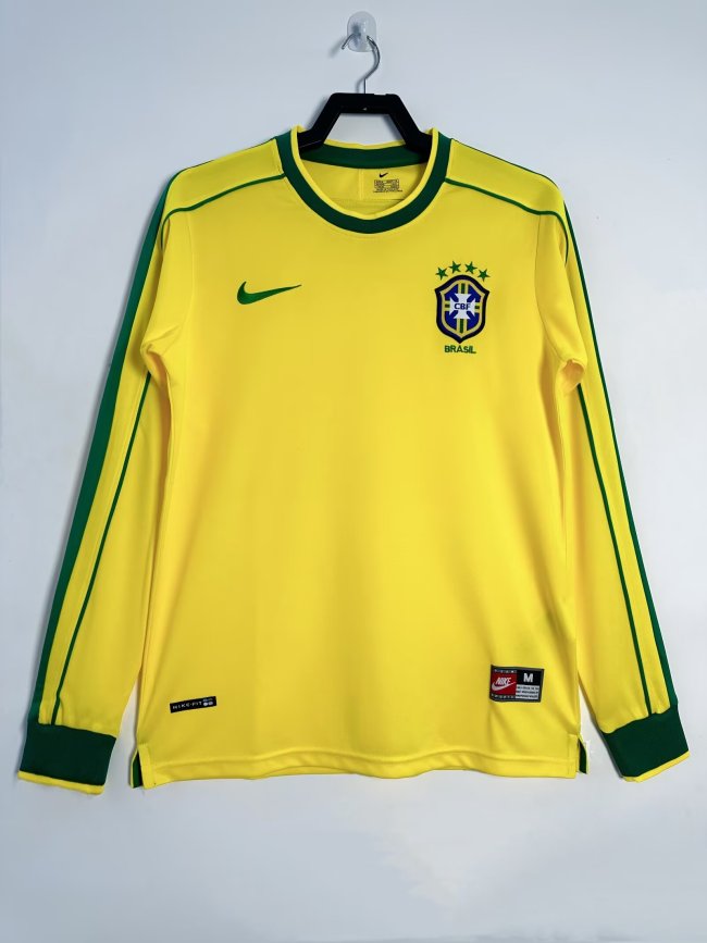 Brazil Home Retro Long Sleeve Jersey 1998