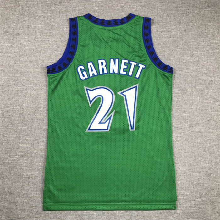 Minnesota Timberwolves Kids Jersey Green Vintage Edition  90s NO.21 GARNETT