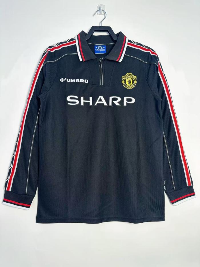 Manchester United Home Retro Long Sleeve Jersey 1998/99 Black Version
